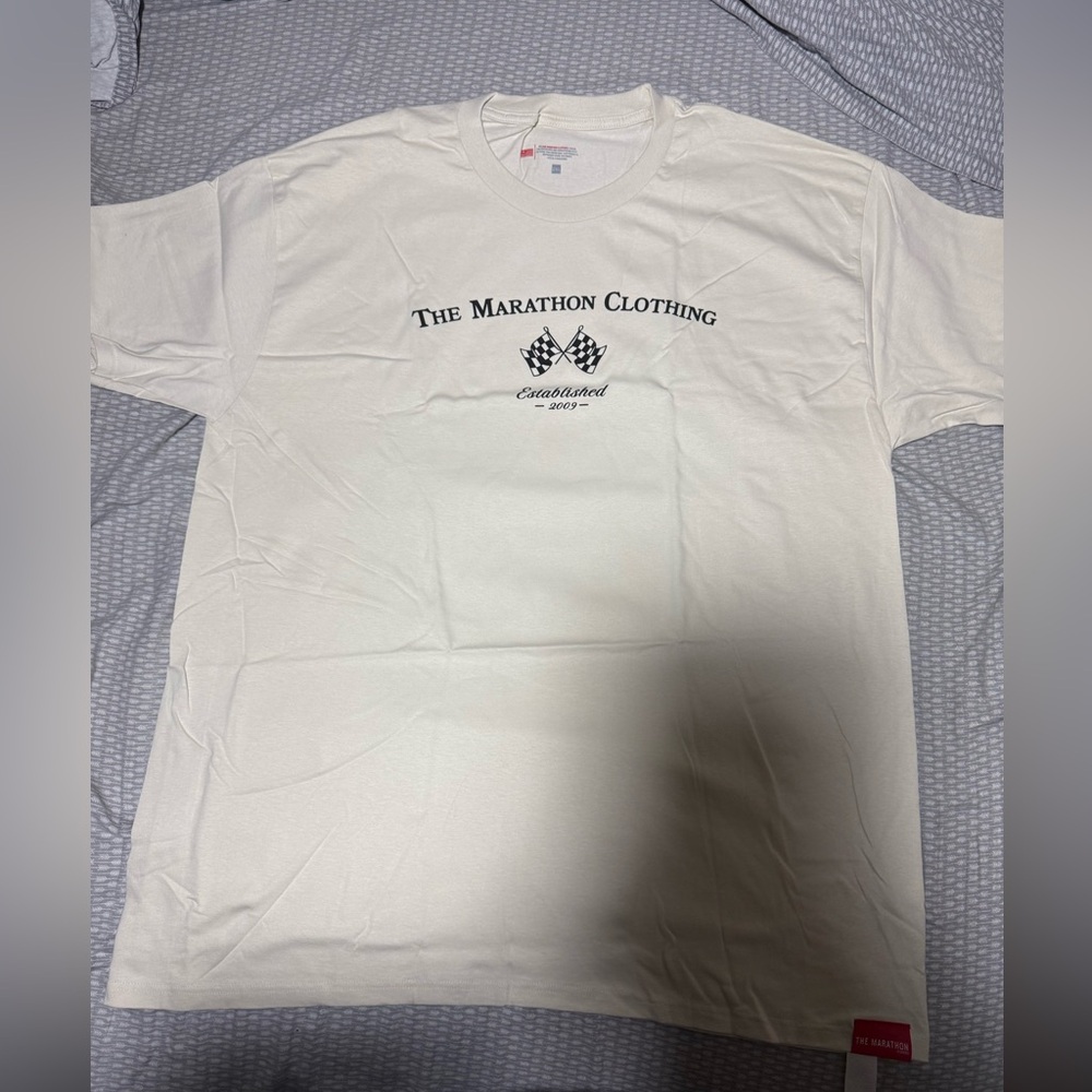 The Marathon Clothing Cream Race Flag Short Sleeve Tee